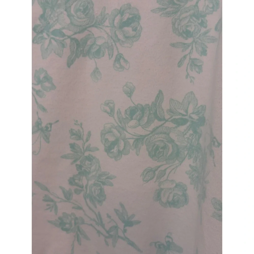 Fashion Bug Lightweight Sweatshirt XL White Mint Floral 3/4 Sleeve Cottagecore - Picture 3 of 9